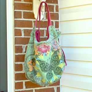 Lucky Brand Large Hobo Shoulder Bag w/ Butterflies